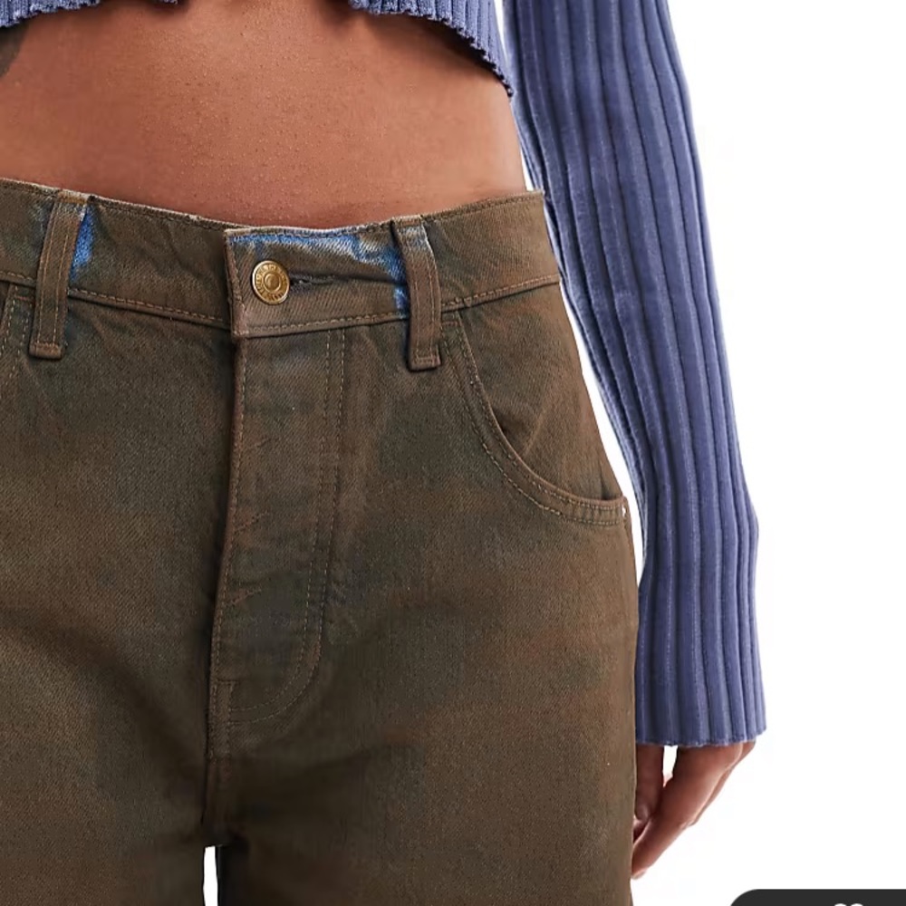 Free people Good luck coated brown high waist ankle barrel jeans